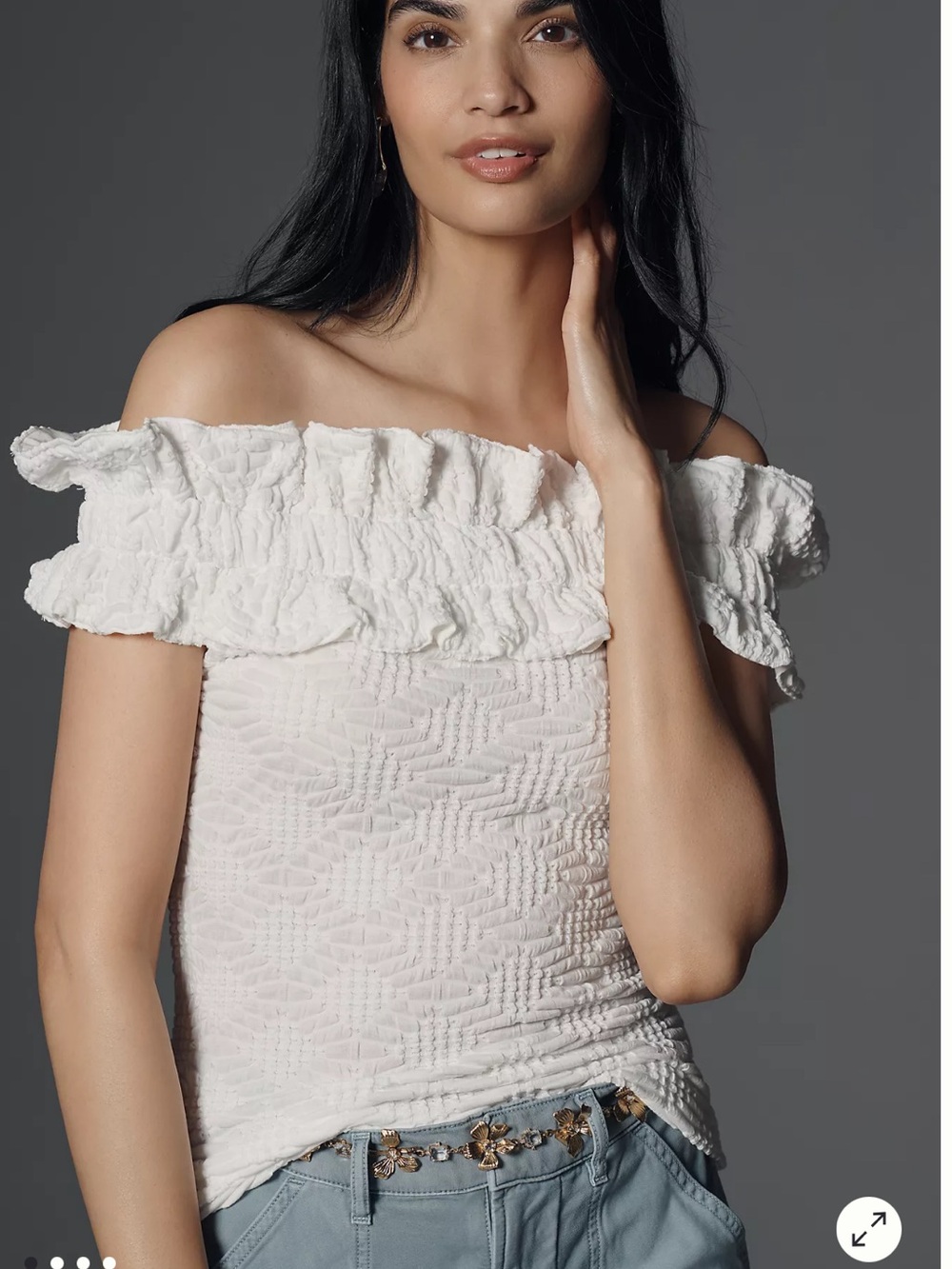 Anthropologie Maeve Off The Shoulder Ruffle Top In Vanilla